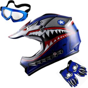 1Storm Youth Motocross Helmet for Children – BMX, MX, ATV, Grime Bike – Star Shark Design: HBOY