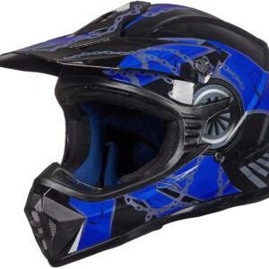 ILM Youth & Youngsters Full Face Grime Bike Helmet for Motocross, ATV, BMX, and Offroad – DOT Authorised Mannequin 128YS (Blue/Black, Youth Giant)